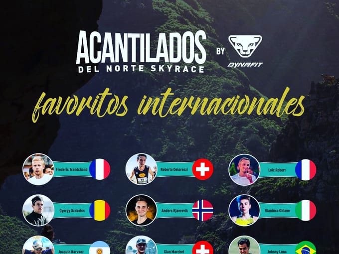 Plakat for Acantilados del Norte Skyrace med feltets internationale favoritter.